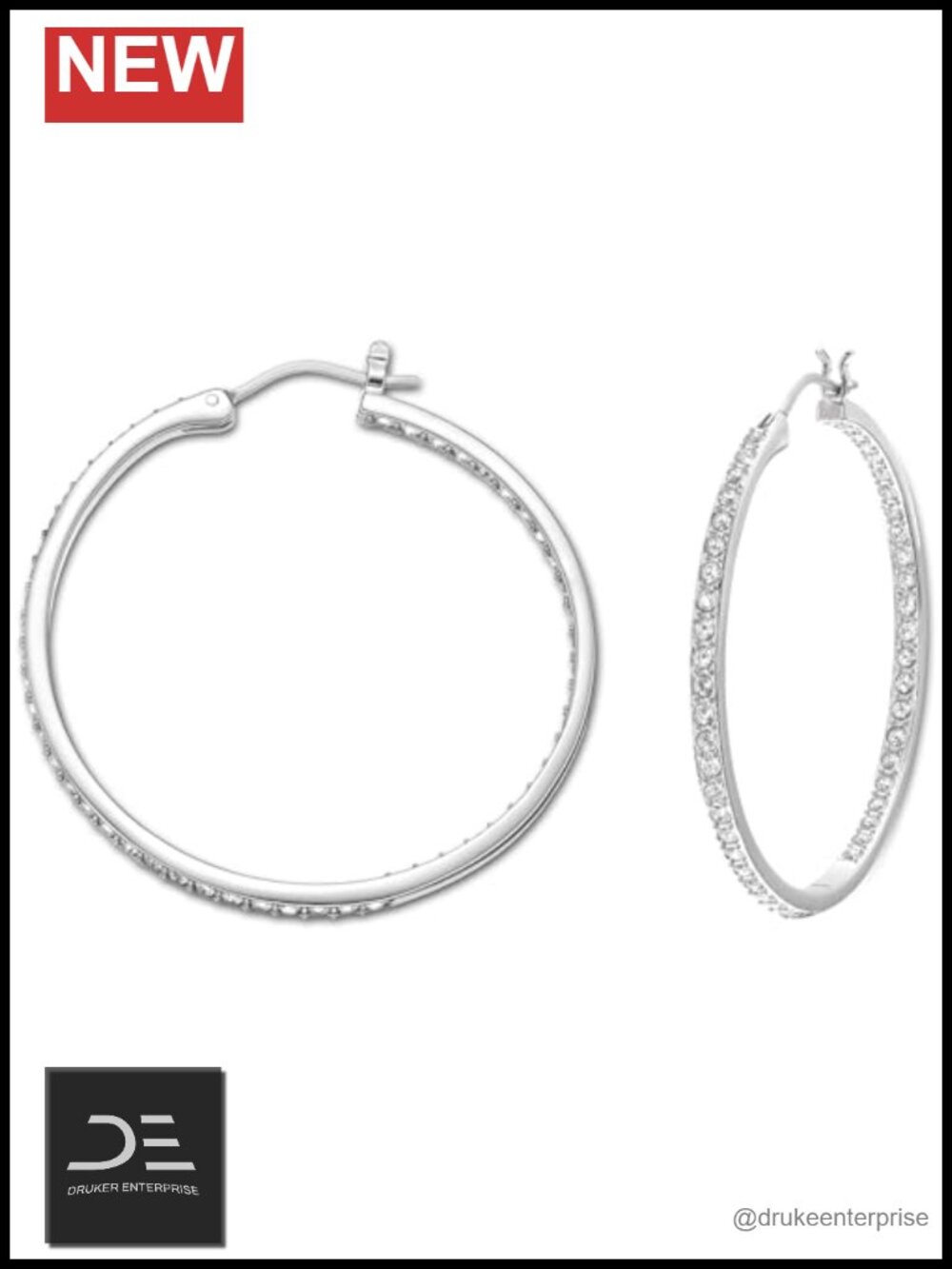 Swarovski Crystal Pavé Hoop Earrings Rhodium Rhodium Finish